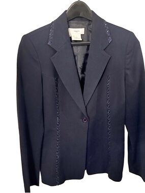 Vertigo Vintage Women’s Navy Blazer With Braided Details Sz Small EUC